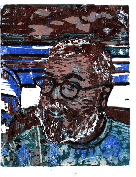 Self-Portrait/ Woodcut with 6 reductions/2009