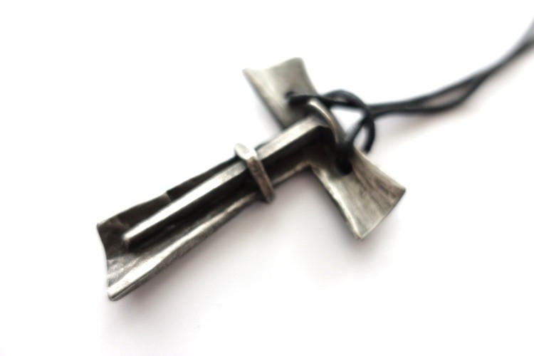 Tau Cross Jesus .For Men Contemporary Cross Jesus Pendant Bronze Mirek Gomolka Art