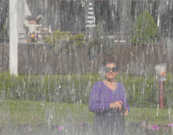 A lady through the water