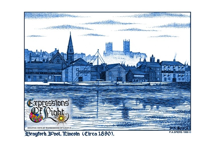 ExpoLight-Graphic-Arts-Lincoln-City-Brayford-Pool-1988-0001 (Pen-&-Ink-Blue-Sepia-SP)