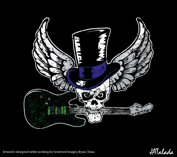 Flying Skull eating Guitar