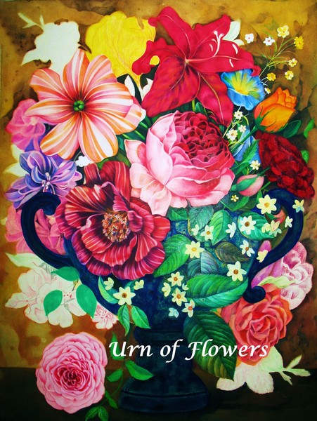 Urn of Flowers - Color Pencil