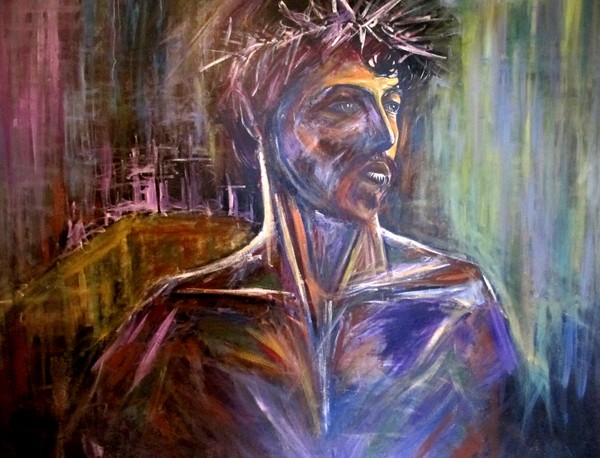 The conquering jesus, Oil and acrylic on canvas, s