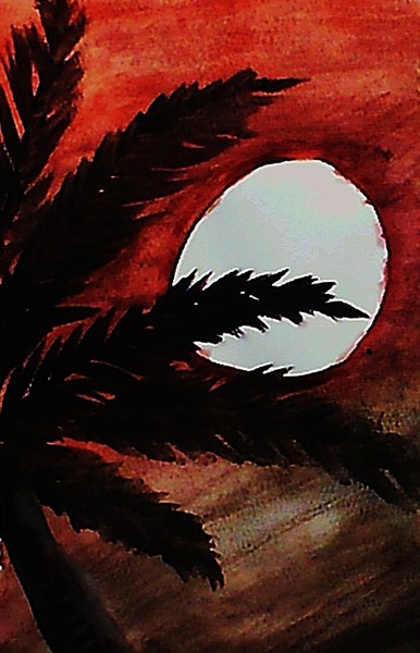Palm and moon, stage set for romance