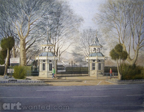 The recreation ground gates, Torquay, Devon