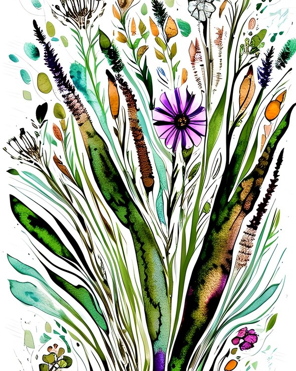 Watercolor mixed floral botanical