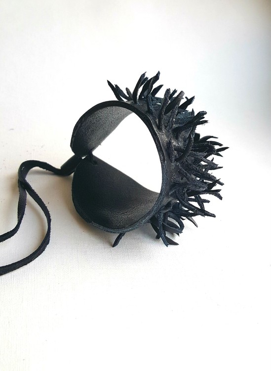 black leather cuff
