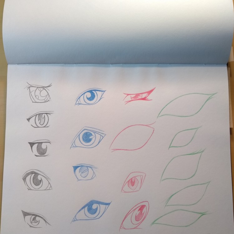 Practice sketches of eyes