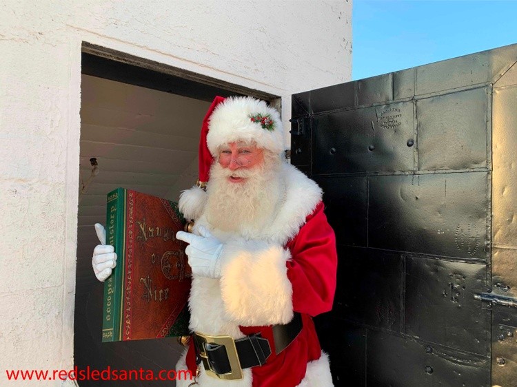 red sled santa in shooting
