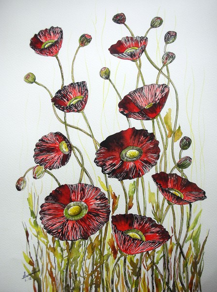 Stylized poppies