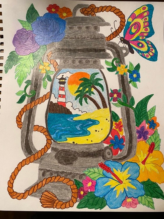 Tropical Lantern Drawing