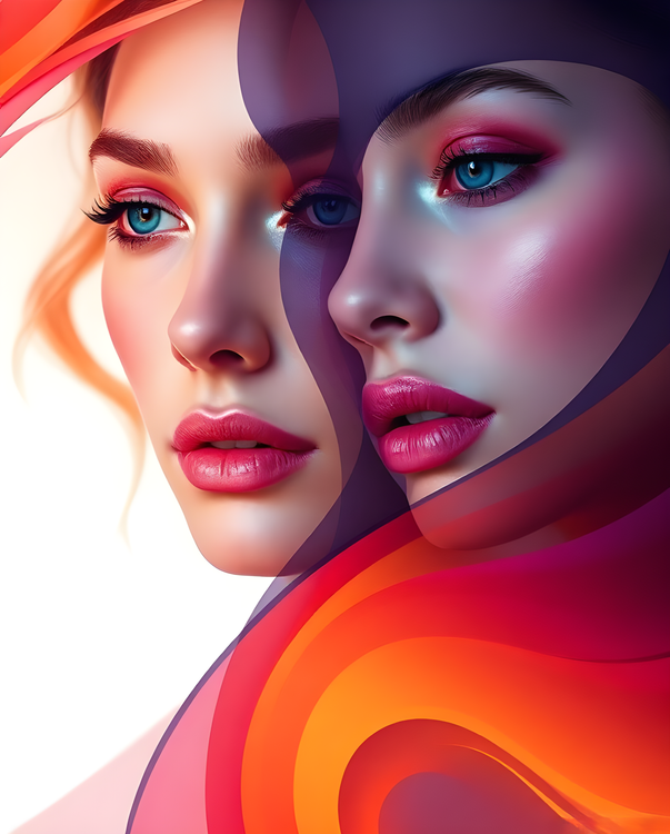 Vibrant Dual Female Portrait