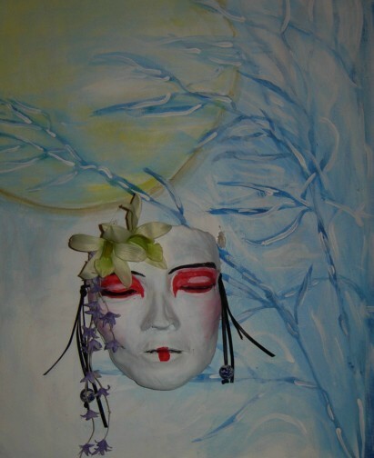 Oriental mask on canvas