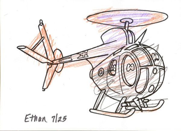 Ethan coloring Helicopter