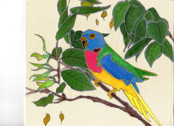 PARROCHETTO  silk painting