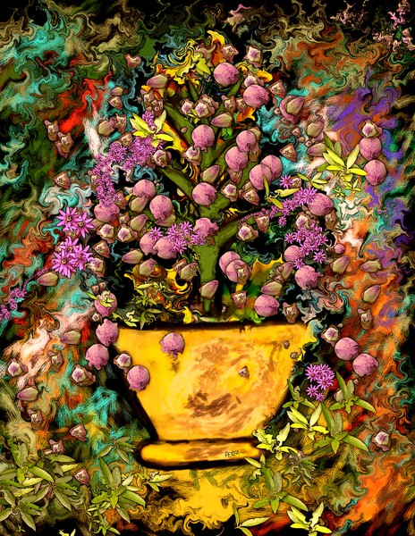 FLOWERS IN YELLOW POT