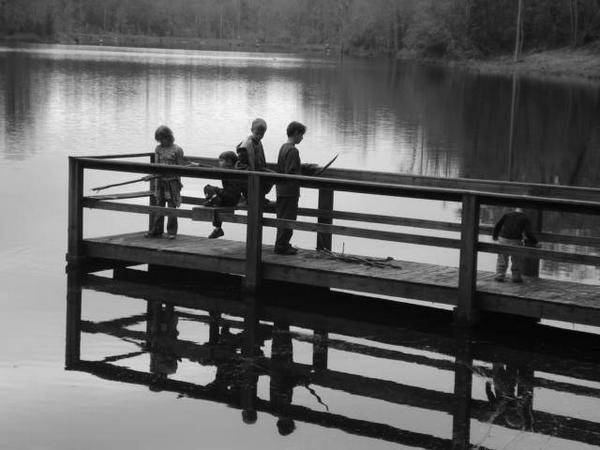 by the lake while visiting family