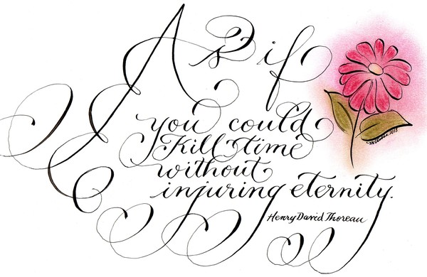 Inspirational Thoreau quote calligraphy art 