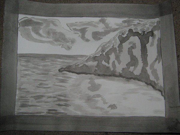 Mountain & Sea (Black & White)