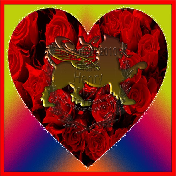 Heart Lion Roses Valentine Bright Background