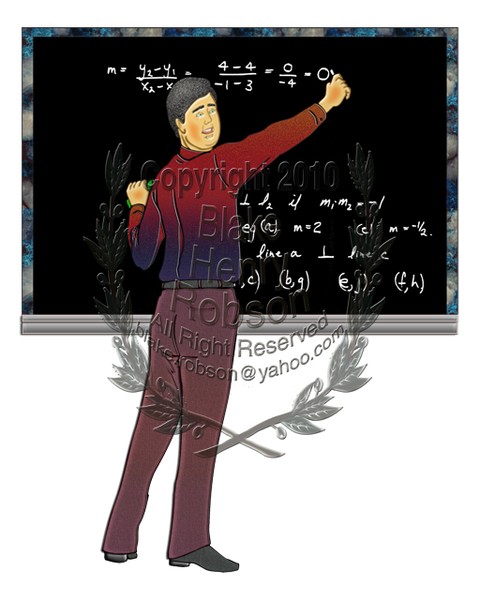 Teacher at chalk board