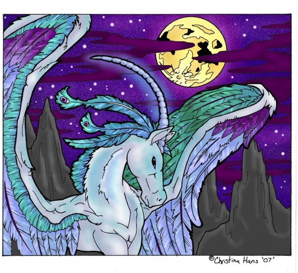 Winged Unicorn At Night