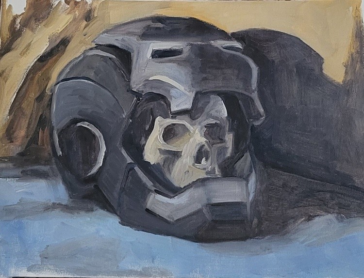 The Fall of War Machine 16x20 oil on paper