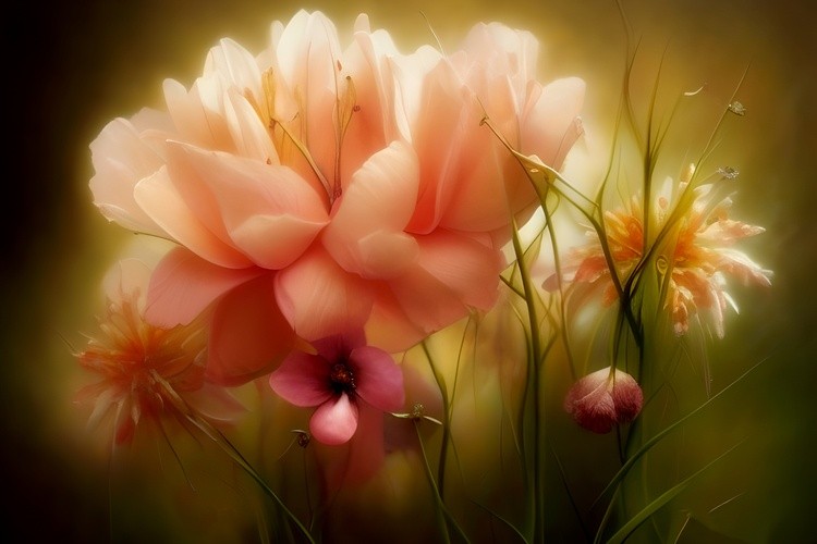 Soft peach wildflowers