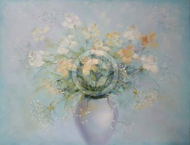 PAINTING *CARAMEL ROSES*oil on canvas 90x70cm