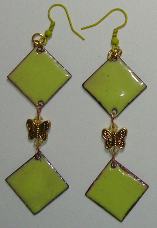 citrin copper enamel earrings 3 3 4 in