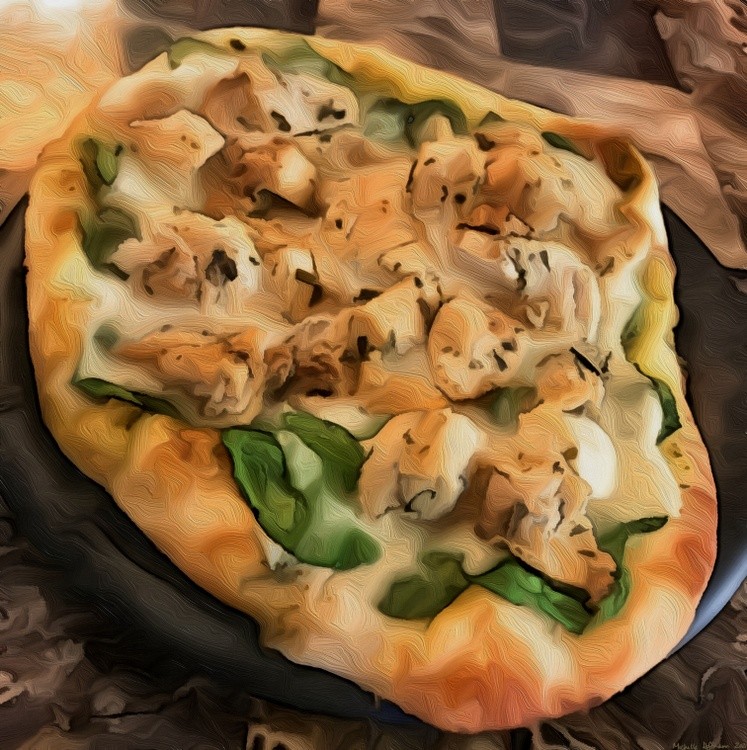 Chicken-Spinach-Alfredo Homemade Pizza