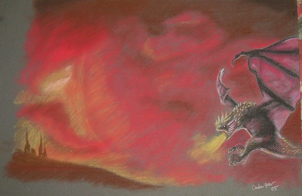Dragon above Hogwarts