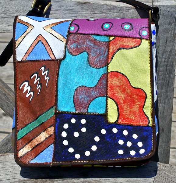 Happy Patterns (Handpainted Leather Handbag)