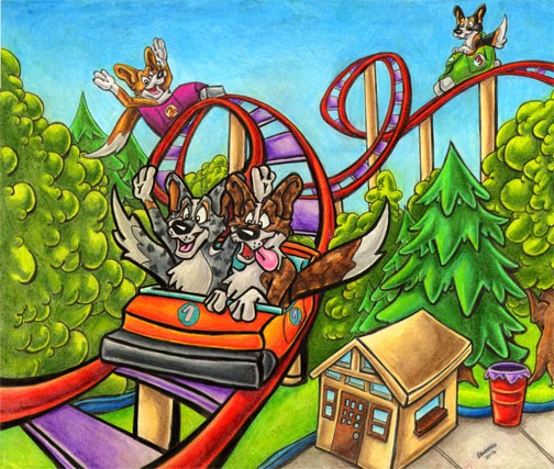 Cardigan Welsh Corgis Roller Coaster