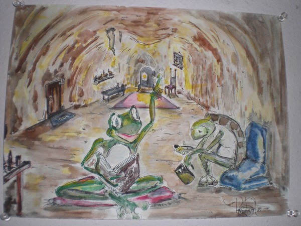 Frog reads to turtle