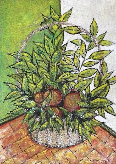 Romãs e folhas de Loureiro