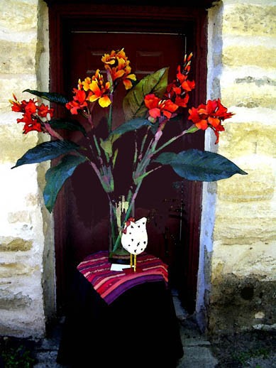 Flowers Against Door