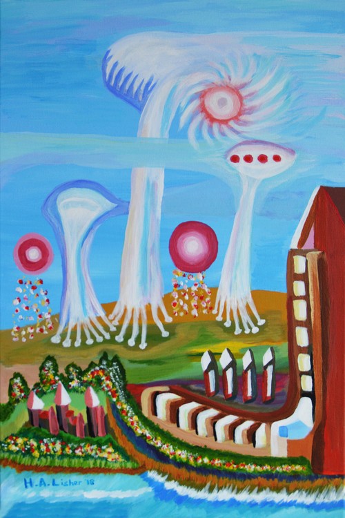 Future landscape with UFOs 