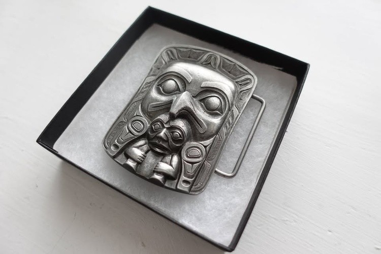 The Spirit of Eagle Hunter Belt Buckle .Haida West Coast Native Art
