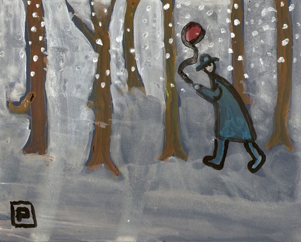 Man with a red balloon