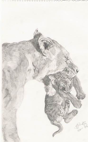 Lioness and cub
