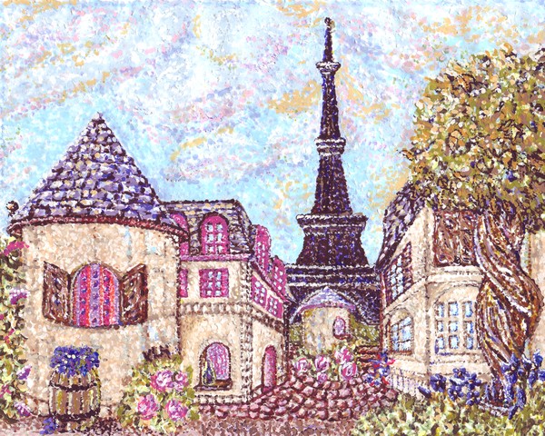 Paris Cityscape Pointillism Kristie Hubler