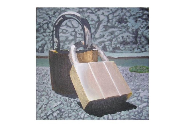 Padlocks - acrylic on canvas 50cm x 50cm