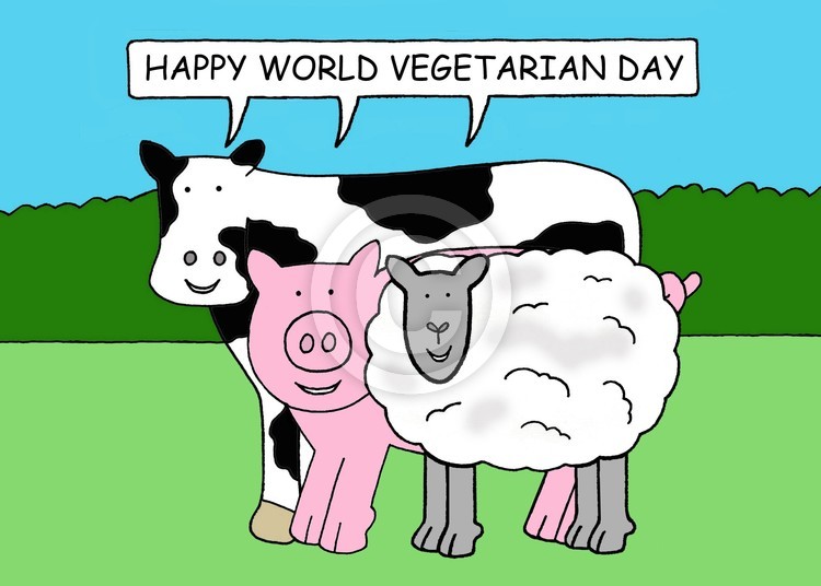 World Vegetarian Day October 1st Cartoon Farm Anim