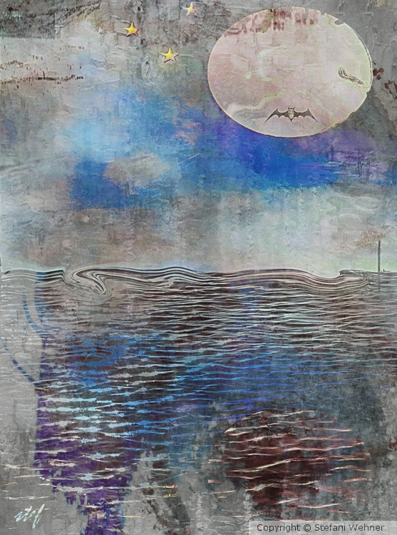 full moon over the ocean
