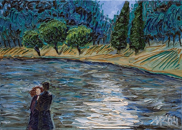 By the lake.