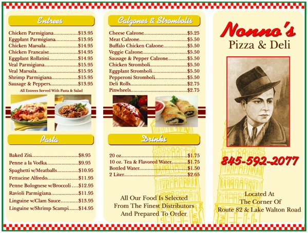 Nonno's Pizza Trifold Menu