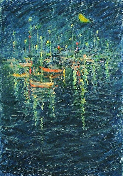 Boats at night