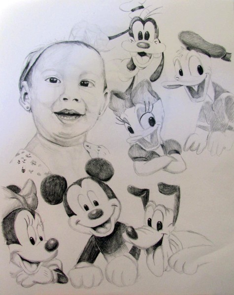 My niece with Disney Characters