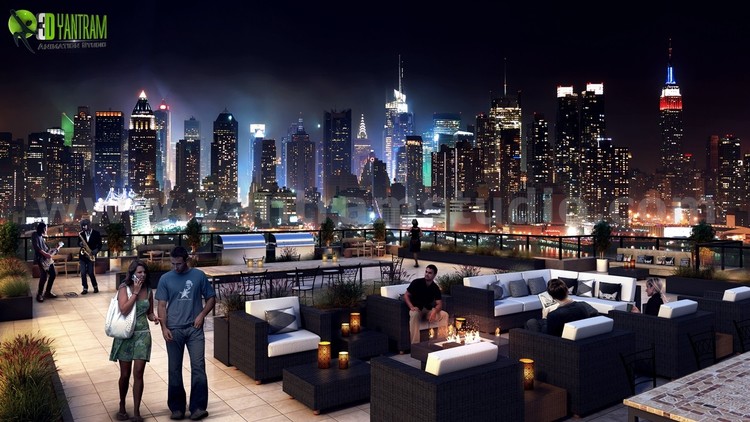 3D Roof top Design Ideas Evening Scene Vancouver